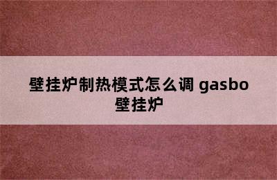 壁挂炉制热模式怎么调 gasbo壁挂炉